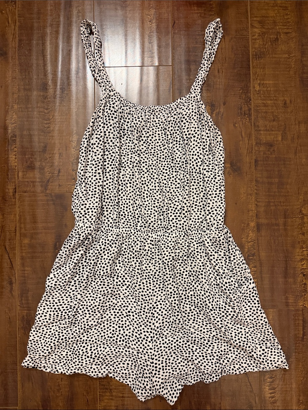 Express White and Black Polka Dot Mini Dress Romper